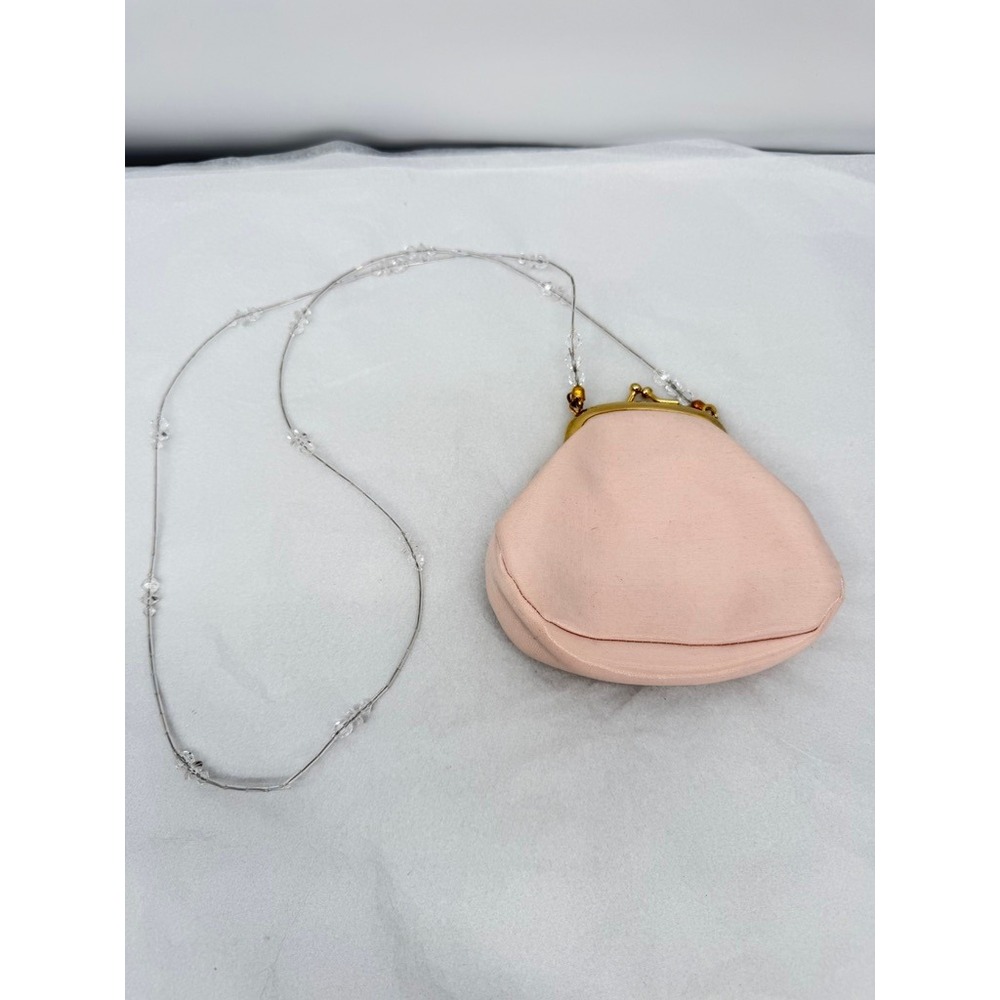 Liz Claiborne Evening Bag Pink Kiss Lock Crystal Strap Mini Romantic Whimsical - Picture 2 of 13